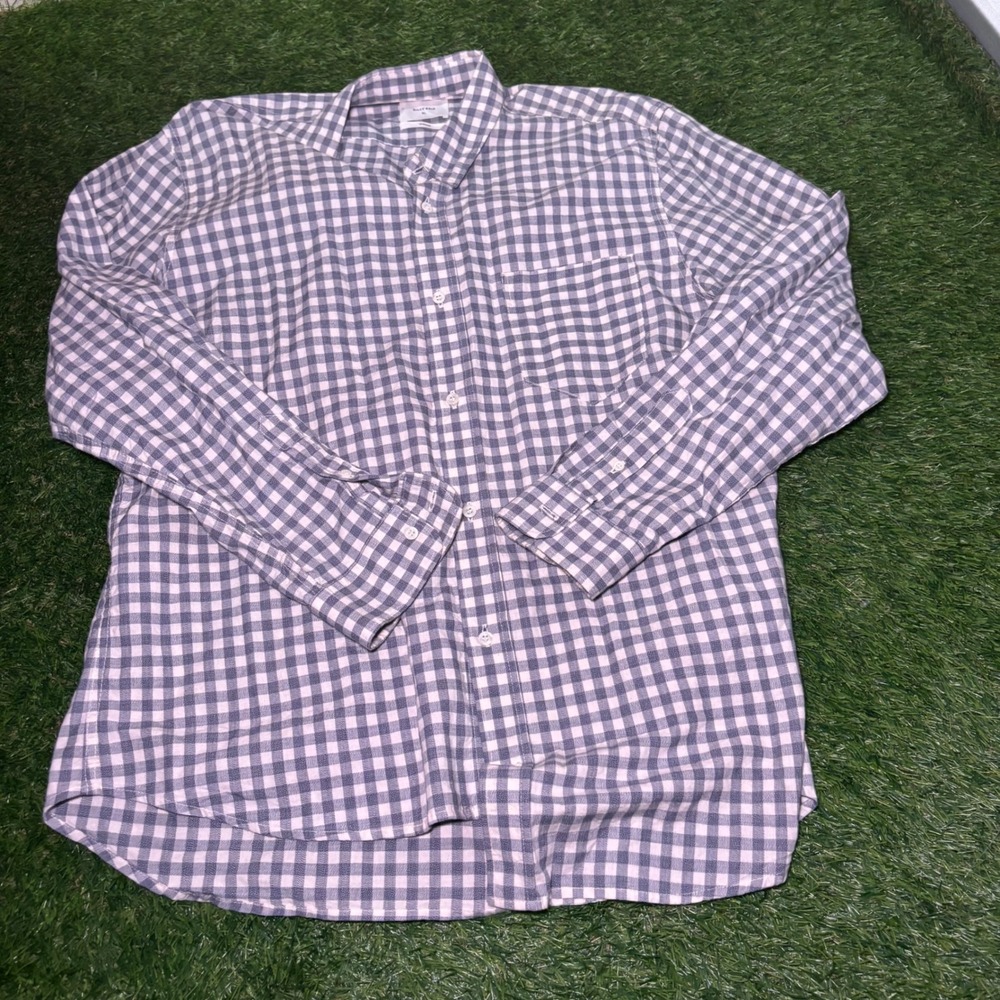 Billy Reid Mens XL Standard Fit Gingham Button Down Shirt Blue White Made in USA